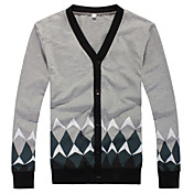 Fitspace Men's Geometric Pattern Long Sleeve Cardigan Gray