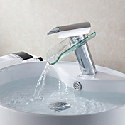 Modern Design Glass Spout Waterfall Bathroom Sink Faucet