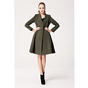 TS Simplicity Double-breasted Swing Green Coat 