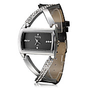 Women's Fashion Cross Style Case Black PU Band Quartz Analog Wrist Watch