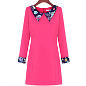 SISTERS Women's Pan Collar Floral Long Sleeeve Dress