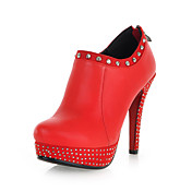 Tasteful Leather Platform Stiletto Heel Ankle Boots with Rivet Casual Shoes(More Colors)