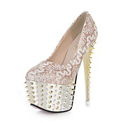 Tasteful PU Pumps with Lace Flower and Rivet Party Shoes(More Colors)