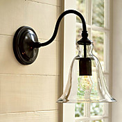  Retro Wall Light with Floral Glass Shade and Metal Bracket