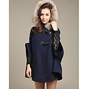 Weimeijia Hoodie Cape Tweed Coat