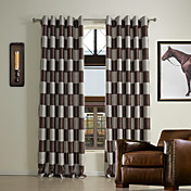 (Two Panels) Modern Plaid Polyester Room Darkening Curtain 