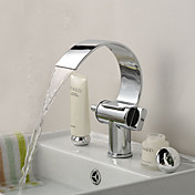Special Design Brass Chrome Finish Waterfall Curve Spout Bathroom Sink Faucet