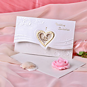 Heart Design Wedding Invitation with Flower- Set of 50