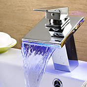 Contemporary Thermochromic Multi-color LED Stainless Steel Spout Bathroom Sink Faucet