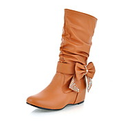 Women's Flat Heel Slouch Mid-Calf Boots With Bowknot (More Colors)