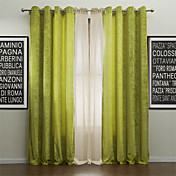 (Two Panels) Modern Life in the Green Energy Saving Curtain with Sheer Set