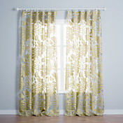 (One Pair) Sage Floral Jacquard Sheer Curtain 