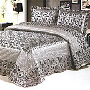 3-Piece Tusiki European Style Print Queen Velvet Quilt