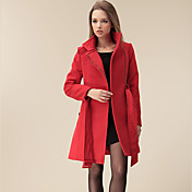 Smile Woman Women's Red Fit Fleece Tweed Coat