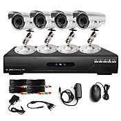 Ultra Low Price 4CH CCTV DVR Kit (4 Outdoor Waterproof 600TVL Color Cameras)