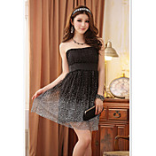 JK2 Women's Black Mini Babysbreath Grenadine Low-Cut Full Dress