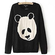 Women's Round Collar Panda Pattern Knit Sweater