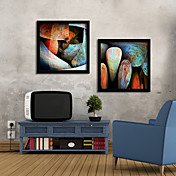 Pebble in Colors Abstract Framed Canvas Print Set of 2