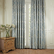 (One Pair) Traditional Blue Flower Energy Saving Curtain