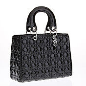 Classic Check Pattern Patent Leather Tote