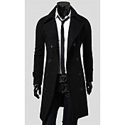 LANGDENG Men's Black High Quality  Big Size Modern Double Breast Long Jacket