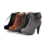 Flocking Cone Heel Platform Booties/Ankle Boots(More Colors)