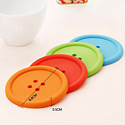 Button Design Thick Felted Cup Coaster A HLI-83938(Random Color)