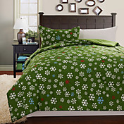 3-Piece Green Snow Christmas Quilt Set