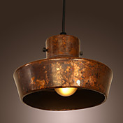 40W Retro Artistic Pendant Light with Rusty Metal Hat-shaped Shade