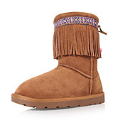 Trueway Women's  Winter New Model Tassel Flange Folk Style Tall Snow Boot