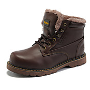 Maueken Men's Brown High Heel Simple With Velvet Big Head Shoes