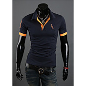 KALO Short Sleeve Deer Pattern Polo Shirt(Navy Blue)