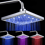Chrome Finish Rectangular 3 Colors LED Shower Head