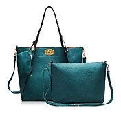HEAVENLAND Women's Green Pu Leather Classic Vintage Leisure Two Piece Bag