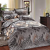 Duvet Cover Set, 4-Piece Oil Print Tigers Full Size