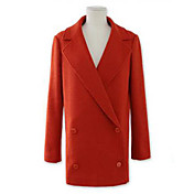 Charest Women's Orange Loose Big Size Fit Tweed Coat
