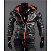 REVERIE UOMO Men's Black Color Contrast Waterproof Hoodie Jacket