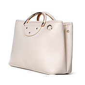HEAVENLAND Women's White Pu Leather Ol Style Leisure Rivet Shoulder Bag