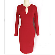 S&Z Women's V Neck Sheet Metal Red Dress