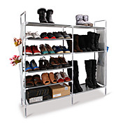 White Nonwoven 6 Tier Double Row Metal Shoe Rack