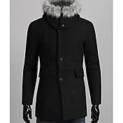 Fannuo Men'S Big Yard Removable Hoodie Tweed Coat