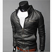 ZJ.SM Men's bodycon stand neck casual solid color coat