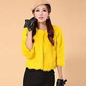 3/4 Sleeve Collarless Rex Rabbit Fur Party/Casual Jacket(More Colors)
