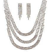 Fashionable Alloy With Rhinestone Jewelry Set Including Necklace,Earrings
