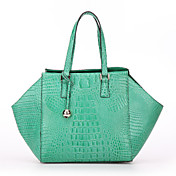 SCIDACA Gorgeours Alligator Pattern Cow Leather Green Tote