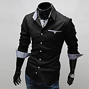 KICAI Men's Stand Collar Slimming Long Sleeve Shirt(Black)