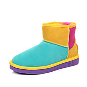 IG.SHOES Classic Cow Leather Spell Color Yellow And Green Snow Boots