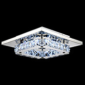 LED Crystal Flush Mount, 1 Light, Modern Transparent Electroplating Stainless Steel