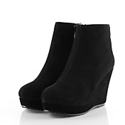 Fashion Frosted Leather Wedge Heel Boots