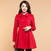 Smilebaby Fashion Double-Breasted Swing Tweed Coat(Red)